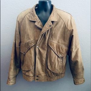 Adler Jacket Type 7999 Distressed Leather Jacket w/ US Map Lining - L